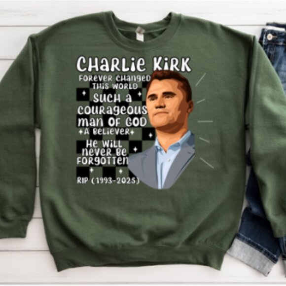 Charlie Kirk Military Green Sweatshirt Small-3X - Picture 1 of 1